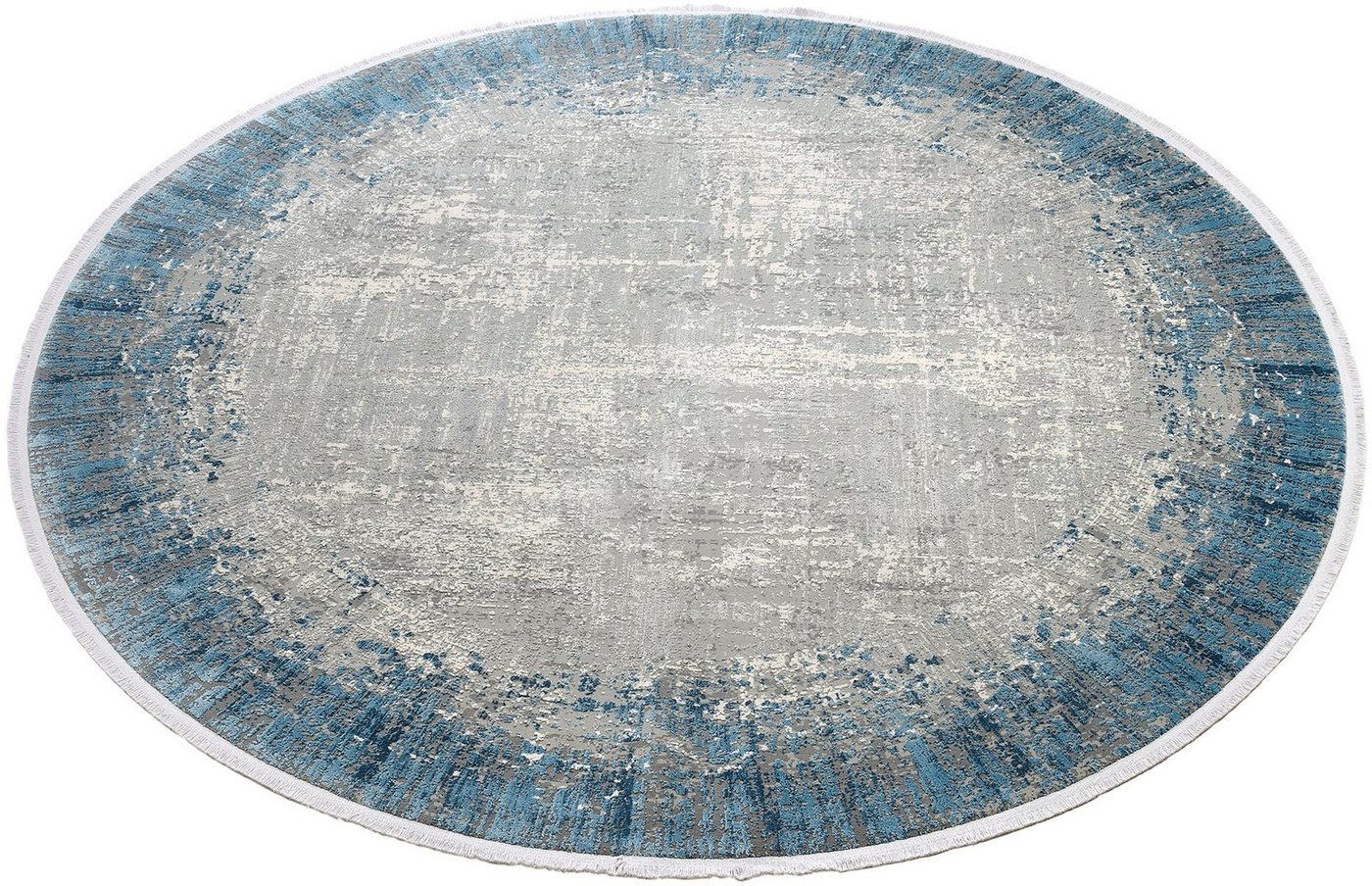 Teppich BORDER, WK WOHNEN, rund, Höhe: 8 mm, hochwertiger Viskoseanteil, samtweiche Oberfläche mit 3 D Effekt von WK WOHNEN