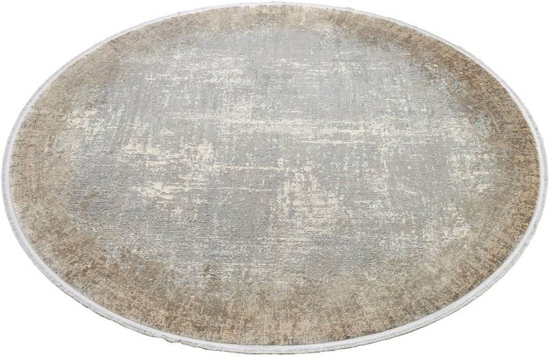 WK WOHNEN Teppich BORDER, rund, Höhe: 8 mm, hochwertiger Viskoseanteil, samtweiche Oberfläche mit 3 D Effekt von WK WOHNEN