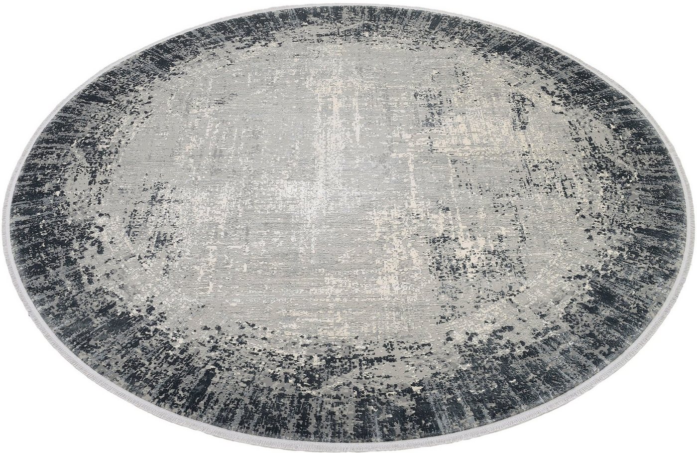 Teppich BORDER, WK WOHNEN, rund, Höhe: 8 mm, hochwertiger Viskoseanteil, samtweiche Oberfläche mit 3 D Effekt von WK WOHNEN