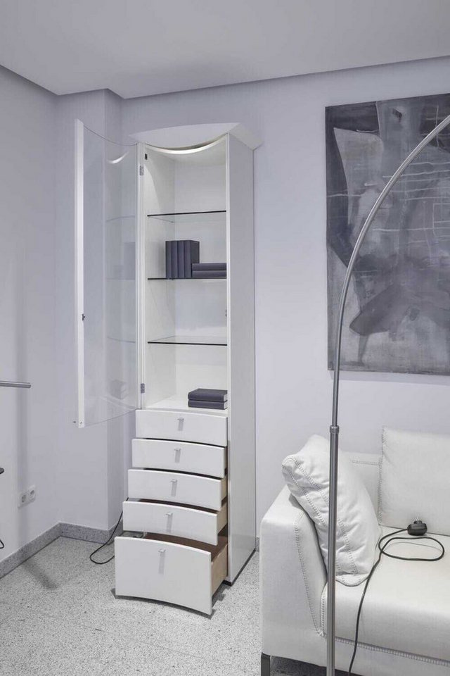 WK WOHNEN Anbauschrank Anbausystem Jil WK 412 Lack Hochglanz Weiß Klarglas von WK WOHNEN