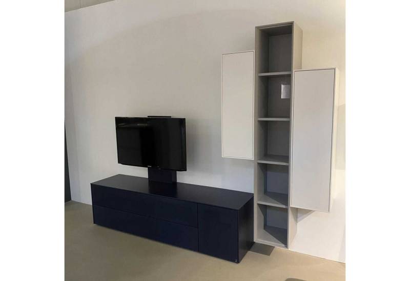 WK WOHNEN Anbauschrank Anbauwand Intono Lack Schwarzblau Mit Tv-Halterung von WK WOHNEN