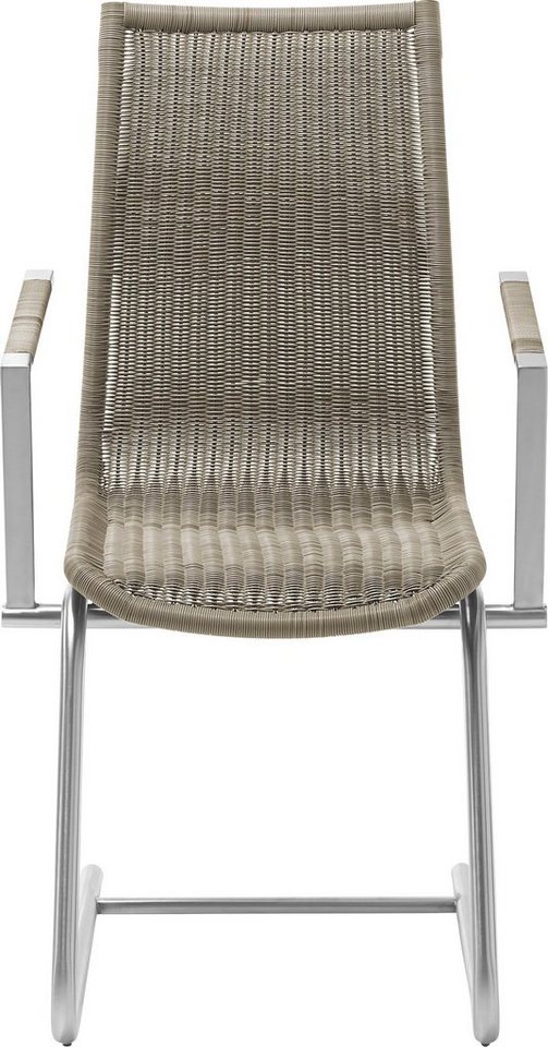 WK WOHNEN Freischwinger WK 7400, Rundrohrgestell in Edelstahloptik, Vollgeflecht, mit Armlehne von WK WOHNEN