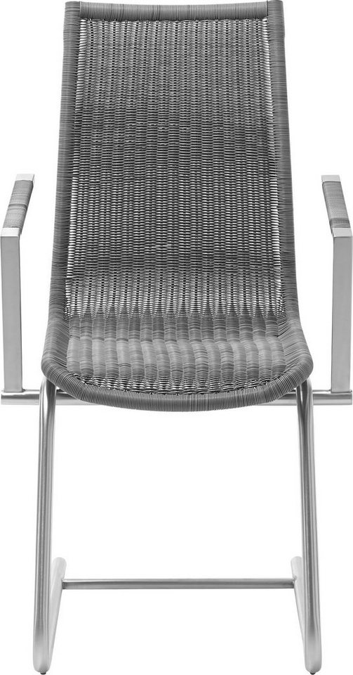 WK WOHNEN Freischwinger WK 7400, Rundrohrgestell in Edelstahloptik, Vollgeflecht, mit Armlehne von WK WOHNEN
