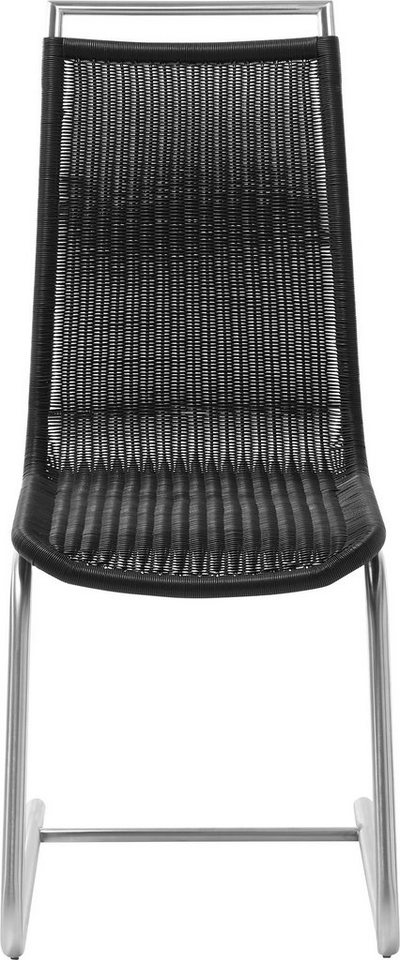 WK WOHNEN Freischwinger WK 7400, Rundrohrgestell in Edelstahloptik, reißfestes Rattan-Geflecht von WK WOHNEN