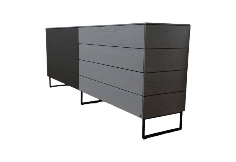 WK WOHNEN Sideboard Sideboard Modell Wk 420 Viva in Eiche Grau Mattglas Lack Schwarz von WK WOHNEN