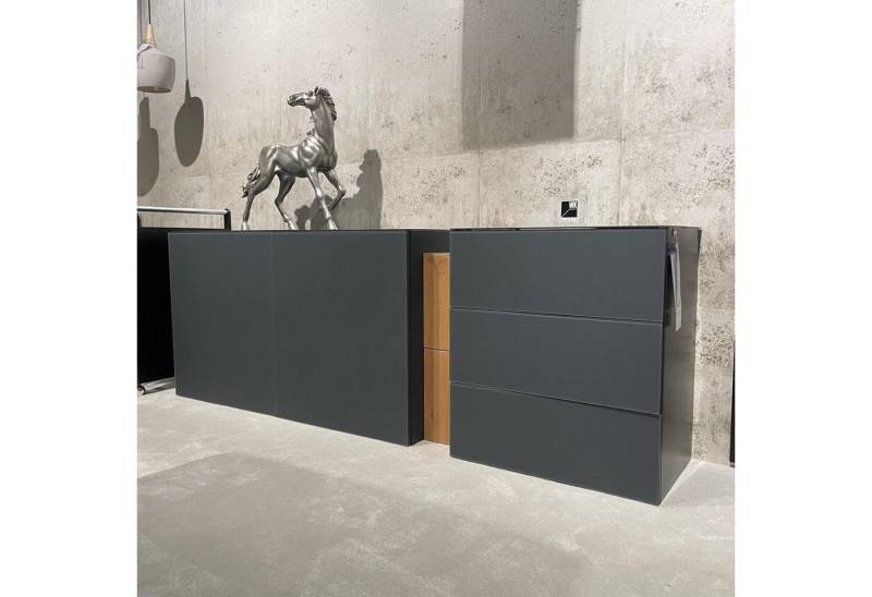 WK WOHNEN Sideboard Sideboard WK 430 Majestro Lack Matt Dunkelgrau Wildeiche Furniert von WK WOHNEN