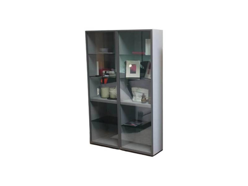 WK WOHNEN Standvitrine Vitrinen WK 420 Viva 153 Eiche Grau Front In Rauchglas 436 Cosmos von WK WOHNEN
