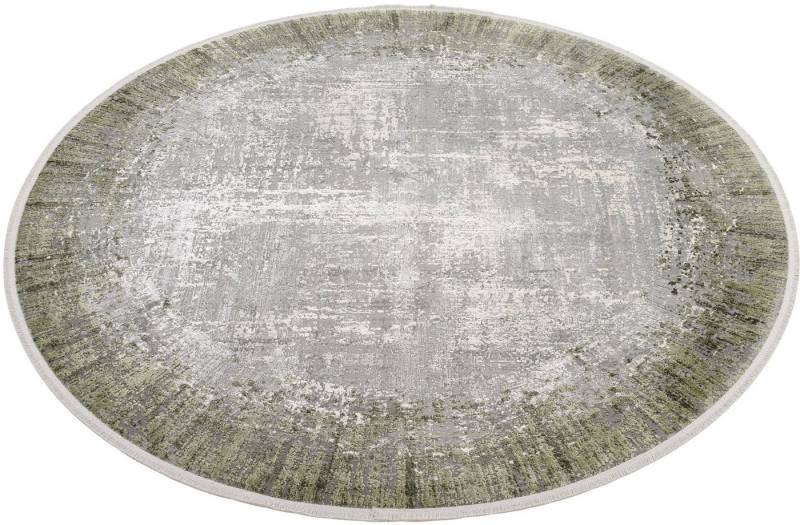 WK WOHNEN Teppich BORDER, rund, Höhe: 8 mm, hochwertiger Viskoseanteil, samtweiche Oberfläche mit 3 D Effekt von WK WOHNEN