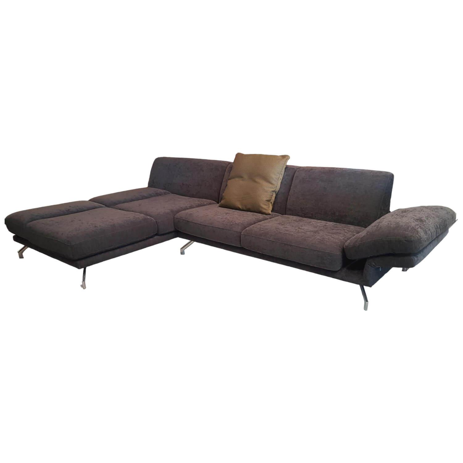 Ecksofa Nalo Stoff WK 16094 Anthrazit mit Klappfunktion von WK Wohnen