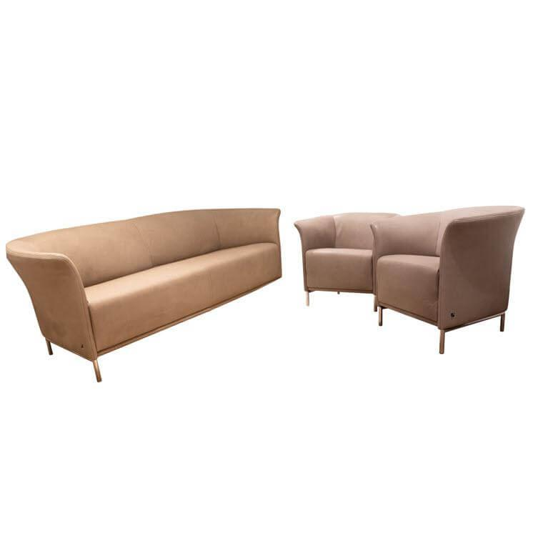 Polstergruppe Navarro Anilin-Dickleder Füße Metallbügel Nickel Satiniert Polstergruppe Navarro Anilin-Dickleder Füße Metallbügel Nickel Satiniert von WK Wohnen