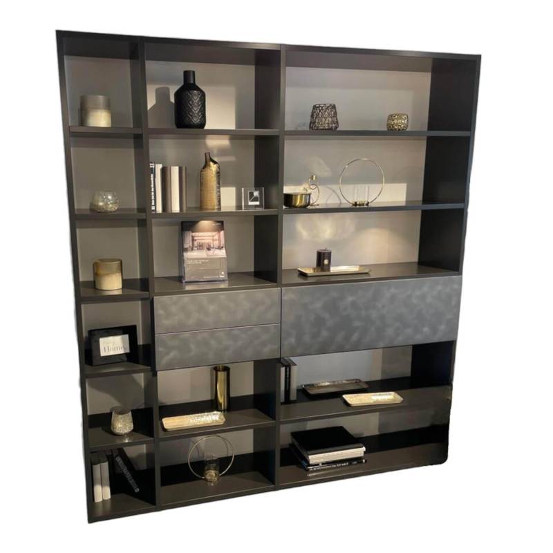 Regal WK 420 Viva Glattlack 436 Cosmos Schwarz Front Glattlack 422 Stahl Hell Ge... von WK Wohnen