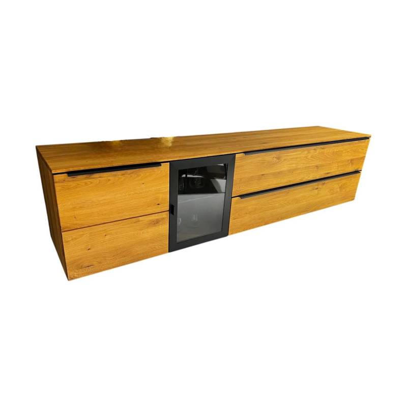 Sideboard Baristo WK 490 Hängend Asteiche Natur Rahmen Metall Schwarz Mit Beleuc... von WK Wohnen