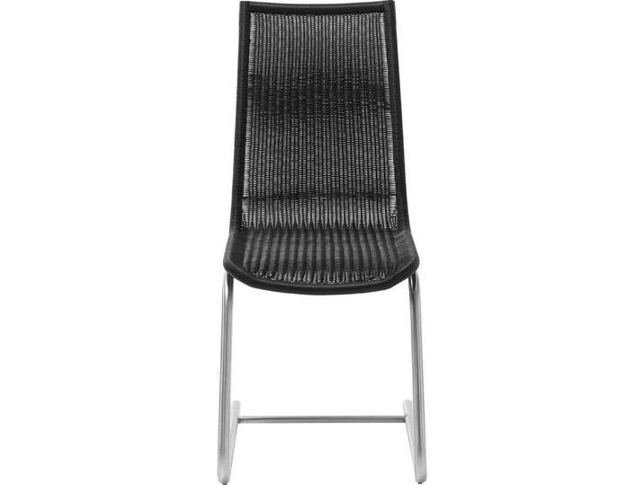 WK WOHNEN Freischwinger WK 7400, Rundrohrgestell in Edelstahloptik, Vollgeflecht, 1er und 2er Set, schwarz, 2er Set, onyxschwarz von WK-Wohnen