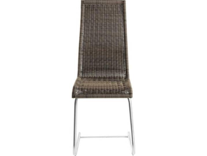 WK WOHNEN Freischwinger WK 7401, Rundrohrgestell in Edelstahloptik, reißfestes Vollgeflecht, braun, 2er Stuhl, coffee-creme von WK-Wohnen