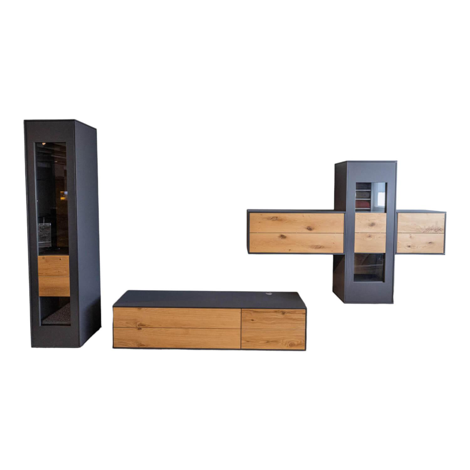 Wohnwand Wk 440 Lavato Und Vitrine 440 Balkeneiche Lack Schiefergrau Grau Matt I... Wohnwand Wk 440 Lavato Und Vitrine 440 Balkeneiche Lack Schiefergrau Grau Matt I... von WK Wohnen