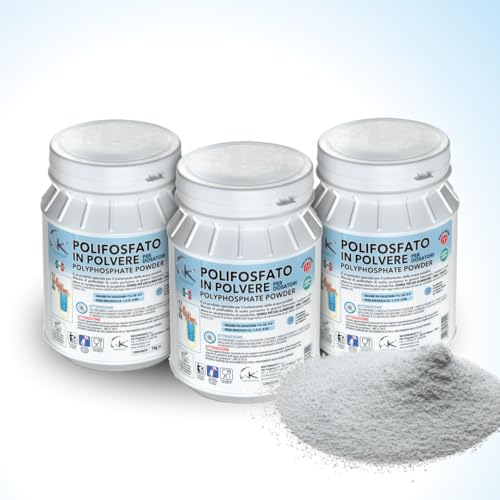 WK - Polyphosphate für Kessel, Universal-Nachfüllpackung mit 3 Pulverdosen à 1 kg für Wasserfiltration, fungiert als Antikalk- und Korrosionsschutz von WK