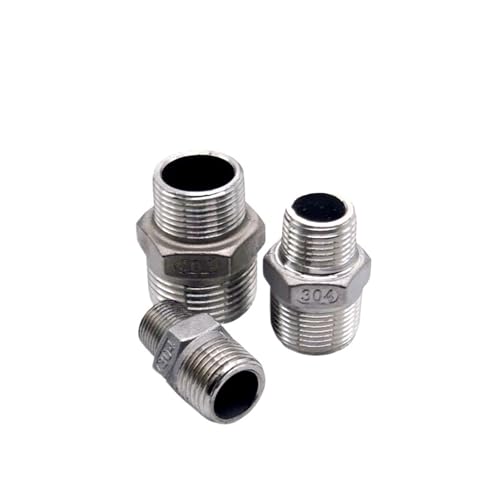 WKAIYUAN DN8 DN10 DN15 DN20 DN25 DN32 DN40 Außengewinde Hex Nippel Union 304 Edelstahl Rohr Fitting Anschluss Kupplung Wasser Öl luft(DN32 to DN25) von WKAIYUAN