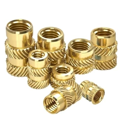 WKAIYUAN Heiße Muttern M5 Heißschmelz-Wärmespritzguss 3D-Druck Messing Kupfer Einbettungseinsatzmuttern Rändelgewinde(Length 9.5mm) von WKAIYUAN
