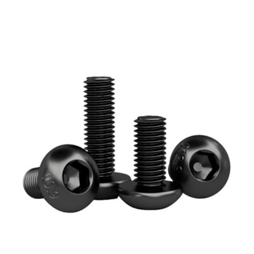 WKAIYUAN ISO7380 M6 Runde schwarze Sechskantschrauben der Güteklasse 10.9 Sechskantschraubenkopf-Innensechskantschraube(8mm) von WKAIYUAN