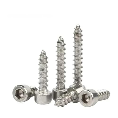 WKAIYUAN M2 M2.6 M3 M3.5 M4 M5 M6 Sechskant-Innensechskant-Blechschraube mit Nickel-Zink-Kopf, Möbel- und Holzschraube(M2X10mm(50PCS)) von WKAIYUAN