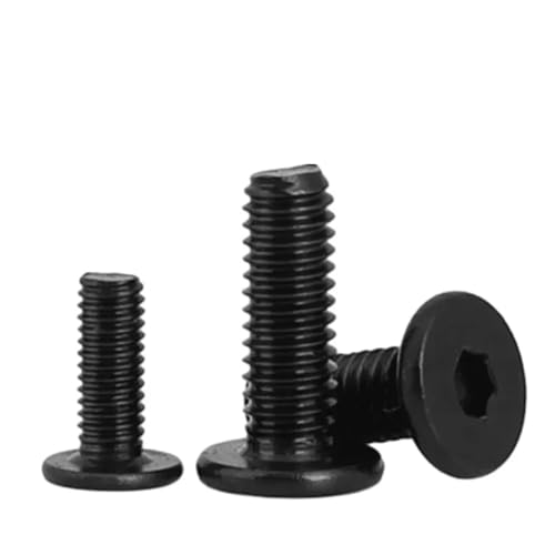 WKAIYUAN M2.5 Schwarze Sechskantschrauben aus Edelstahl 304 mit ultradünnem Kopf, Innensechskant, ultradünne flache Waferkopfschrauben(18mm) von WKAIYUAN