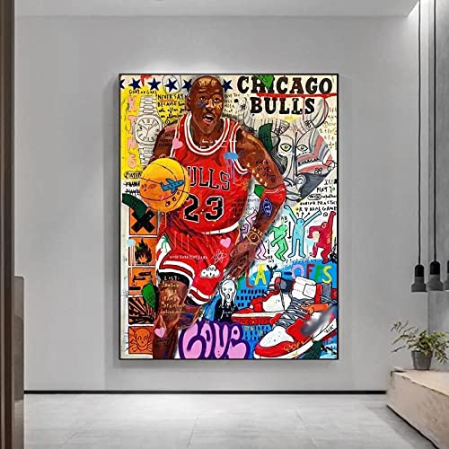 WKAQM Basketball Superstar Michael Jordan Leinwand Bild Gott Des Basketballs Wand Bilder Nba Graffiti Poster Korridor Wohnzimmer Dekor 40x60cm Kein Rahmen von WKAQM