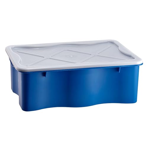 Multibox lebensmittelecht 35 L aus Kunststoff mit Deckel - Ideal für den Haushalt, Camping, Garten und Lebensmittel - Stapelbar (blau) von WKH-GMBH
