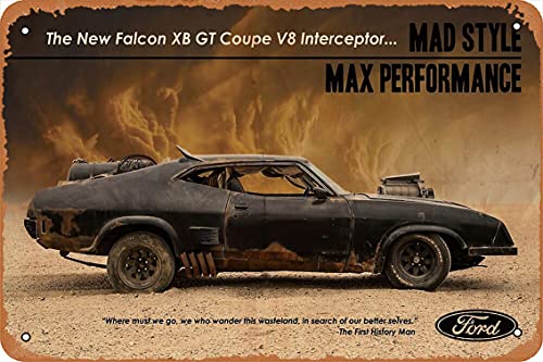 WKHGUBHXIO Metall-Blechschild mit Aufschrift "Mad Max Interceptor", 20,3 x 30,5 cm, Vintage-Retro-Mannhöhle, Wanddekoration. von WKHGUBHXIO
