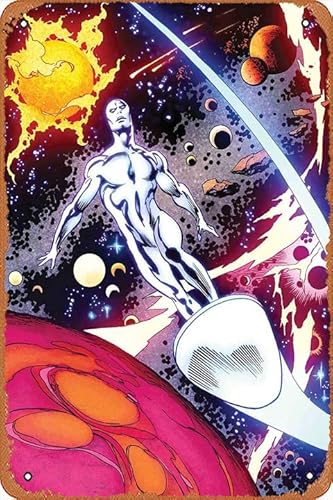 WKHGUBHXIO Wanddekoration Metallschild – Defenders Silver Surfer (1:200 BUSCEMA REMASTERED VARIANT) Metall-Blechschild Poster Vintage Kunst Wanddekoration 30,5 x 20,3 cm Retro von WKHGUBHXIO