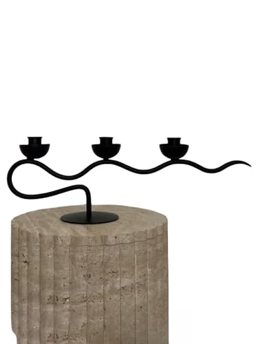 WKHPHMBEQ Schwarzes Kerzenhalter-Set aus Metall – geriffelte, konische Kerzenhalter for Tisch, Heimdekoration, Weihnachten und Partys, Elegante Kerzenhalter aus Metall for Abendessen(B) von WKHPHMBEQ