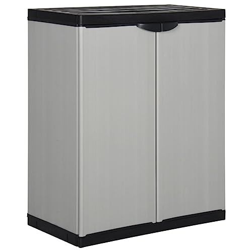 Gartenschrank mit 1 Einlegeboden, Grau und Schwarz, 68 x 40 x 85 cm, Schränke & Aufbewahrungsschränke & Schließfächer Gartenschrank mit 1 Einlegeboden, Grau und Schwarz, 68 x 40 x 85 cm, Schränke & Aufbewahrungsschränke & Schließfächer von WKIEQACO