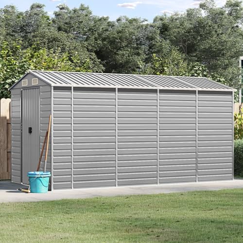 Haus & Garten Möbel-Gartenhaus Hellgrau 191x385x198cm Stahl verzinkt von WKIEQACO