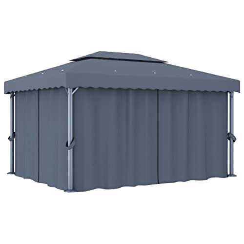 Haus & Garten Möbel-Gazebo mit Vorhang 4x3m Anthrazit Aluminium Haus & Garten Möbel-Gazebo mit Vorhang 4x3m Anthrazit Aluminium von WKIEQACO