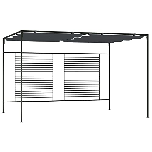 Haus & Garten Möbel-Gazebo mit einziehbarem Dach 4x3x2,3m Anthrazit 180g/m von WKIEQACO