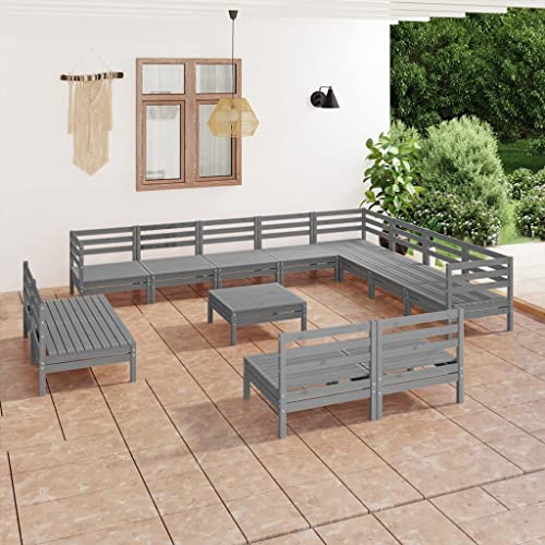 WKIEQACO 13-teiliges Garten-Lounge-Set Massivholz Kiefer grau Outdoor Sets WKIEQACO 13-teiliges Garten-Lounge-Set Massivholz Kiefer grau Outdoor Sets von WKIEQACO