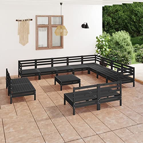 WKIEQACO 13-teiliges Garten-Lounge-Set Massivholz Kiefer schwarz Outdoor Sets WKIEQACO 13-teiliges Garten-Lounge-Set Massivholz Kiefer schwarz Outdoor Sets von WKIEQACO