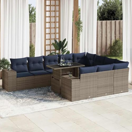 WKIEQACO 15-teiliges Gartensofa-Set mit Kissen grau Polyrattan Akazie Outdoor Sets WKIEQACO 15-teiliges Gartensofa-Set mit Kissen grau Polyrattan Akazie Outdoor Sets von WKIEQACO