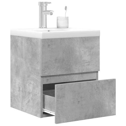 WKIEQACO 2-teiliges Badmöbel-Set Beton Grau Holzwerkstoff Sets Badezimmer-Sets von WKIEQACO