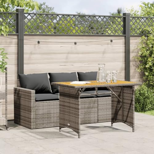 WKIEQACO 2-teiliges Garten-Esszimmer-Set mit Kissen, grau, Poly-Rattan, Outdoor-Sets WKIEQACO 2-teiliges Garten-Esszimmer-Set mit Kissen, grau, Poly-Rattan, Outdoor-Sets von WKIEQACO