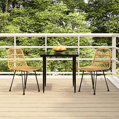 WKIEQACO 3-teiliges Garten-Esszimmer-Set, Poly-Rattan, Outdoor-Sets von WKIEQACO