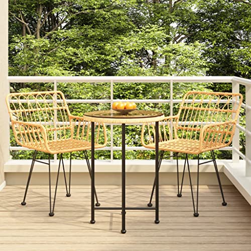 WKIEQACO 3-teiliges Garten-Esszimmer-Set, Poly-Rattan, Outdoor-Sets von WKIEQACO