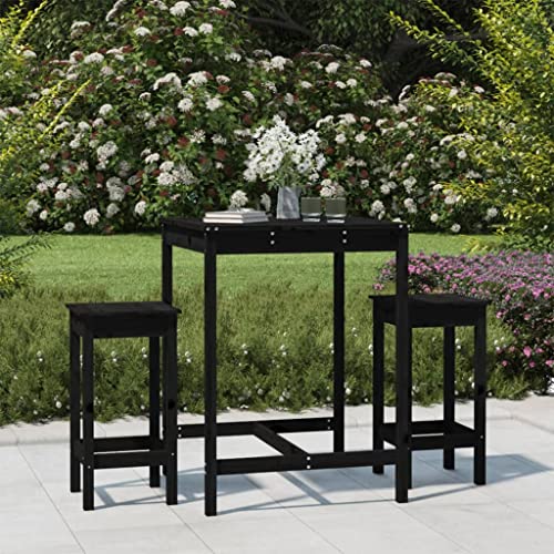 WKIEQACO 3-teiliges Gartenbar-Set aus schwarzem Massivholz Kiefer Outdoor Sets von WKIEQACO