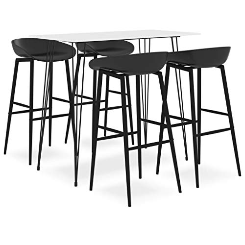 WKIEQACO 5-teiliges Bar-Set, weiß und schwarz, Küchen- und Esszimmer-Sets von WKIEQACO