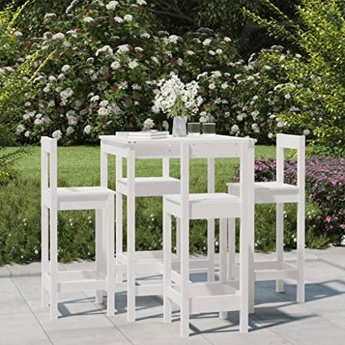 WKIEQACO 5-teiliges Gartenbar-Set aus weißem Massivholz Kiefer Outdoor Sets von WKIEQACO