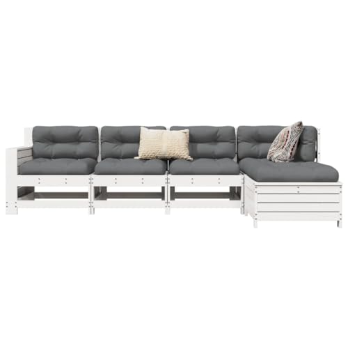 WKIEQACO 5-teiliges Gartensofa-Set, weiß, Massivholz, Kiefernholz, Outdoor-Sets WKIEQACO 5-teiliges Gartensofa-Set, weiß, Massivholz, Kiefernholz, Outdoor-Sets von WKIEQACO