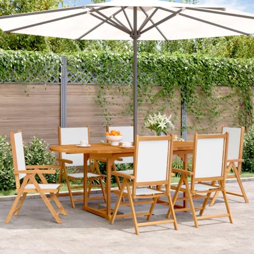 WKIEQACO 7-teiliges Garten-Esszimmer-Set, cremeweißer Stoff und Massivholz, Outdoor-Sets WKIEQACO 7-teiliges Garten-Esszimmer-Set, cremeweißer Stoff und Massivholz, Outdoor-Sets von WKIEQACO