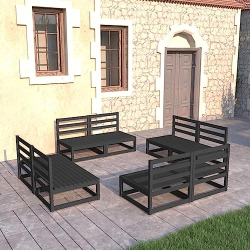 WKIEQACO 8-teiliges Garten-Lounge-Set, schwarz, massives Kiefernholz, Outdoor-Sets WKIEQACO 8-teiliges Garten-Lounge-Set, schwarz, massives Kiefernholz, Outdoor-Sets von WKIEQACO