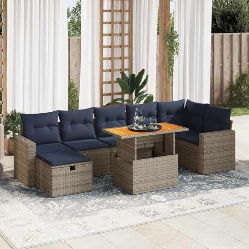 WKIEQACO 8-teiliges Gartensofa-Set mit Kissen braun Polyrattan Akazie Outdoor Sets WKIEQACO 8-teiliges Gartensofa-Set mit Kissen braun Polyrattan Akazie Outdoor Sets von WKIEQACO