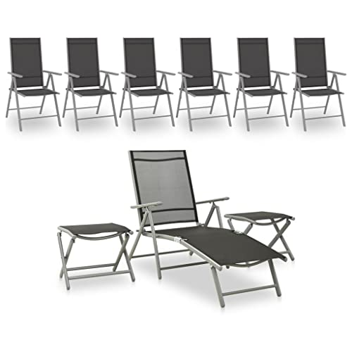 WKIEQACO 9-teiliges Garten-Lounge-Set schwarz und silber Outdoor Sets WKIEQACO 9-teiliges Garten-Lounge-Set schwarz und silber Outdoor Sets von WKIEQACO