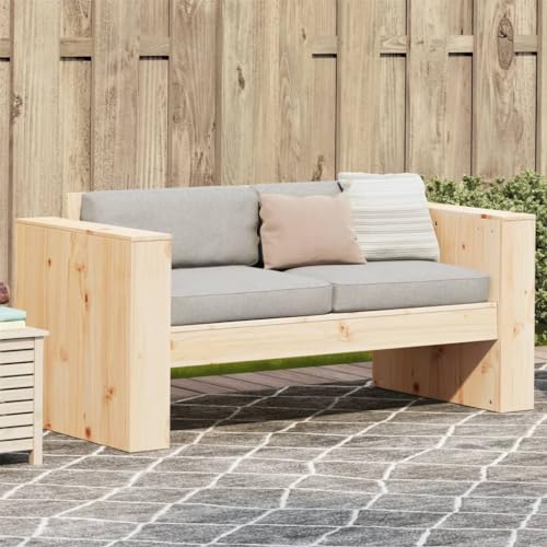WKIEQACO Außensitz, Außensofas, Gartensofa 2-Sitzer, 134 x 60 x 62 cm, Kiefer massiv von WKIEQACO